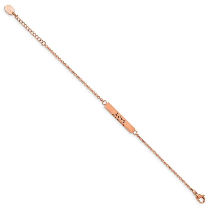 Stainless Steel IPplated Rose CZ Enjoy the little w15in ext Bar Bracelet Chisel Bracelets Stainless Steel IPplated Rose CZ Enjoy the little w15in ext Bar Bracelet Chisel Bracelets