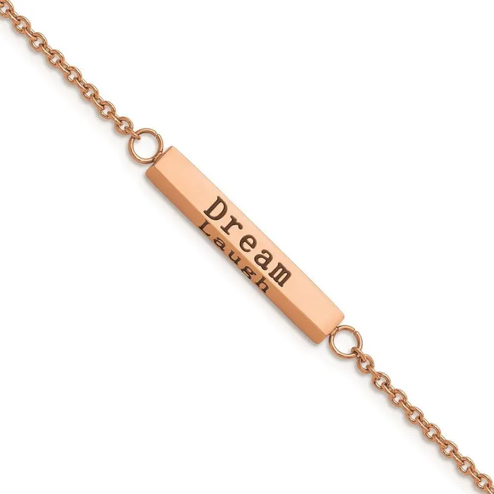 Stainless Steel IPplated Rose CZ Enjoy the little w15in ext Bar Bracelet Chisel Bracelets Stainless Steel IPplated Rose CZ Enjoy the little w15in ext Bar Bracelet Chisel Bracelets