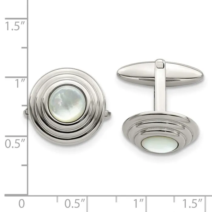 Stainless Steel Mother of Pearl Polished Cufflinks Chisel Bracelets Stainless Steel Mother of Pearl Polished Cufflinks Chisel Bracelets