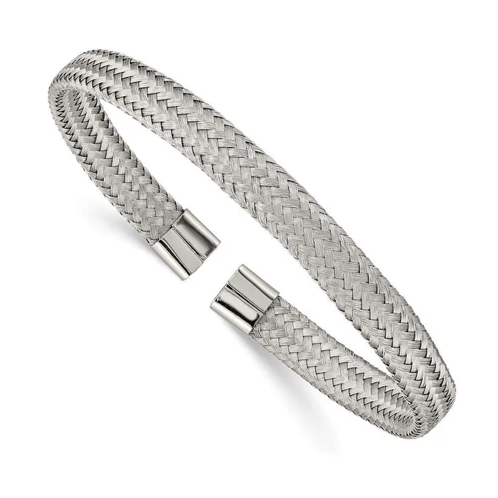 Stainless Steel Polished 600mm Mesh Wire Cuff Bangle Chisel Bracelets