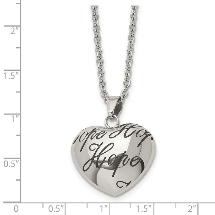 Stainless Steel Polished and Enameled Hope Heart Necklace Chisel Necklaces Stainless Steel Polished and Enameled Hope Heart Necklace Chisel Necklaces