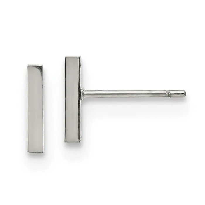 Stainless Steel Polished Bar Post Earrings Chisel Earrings