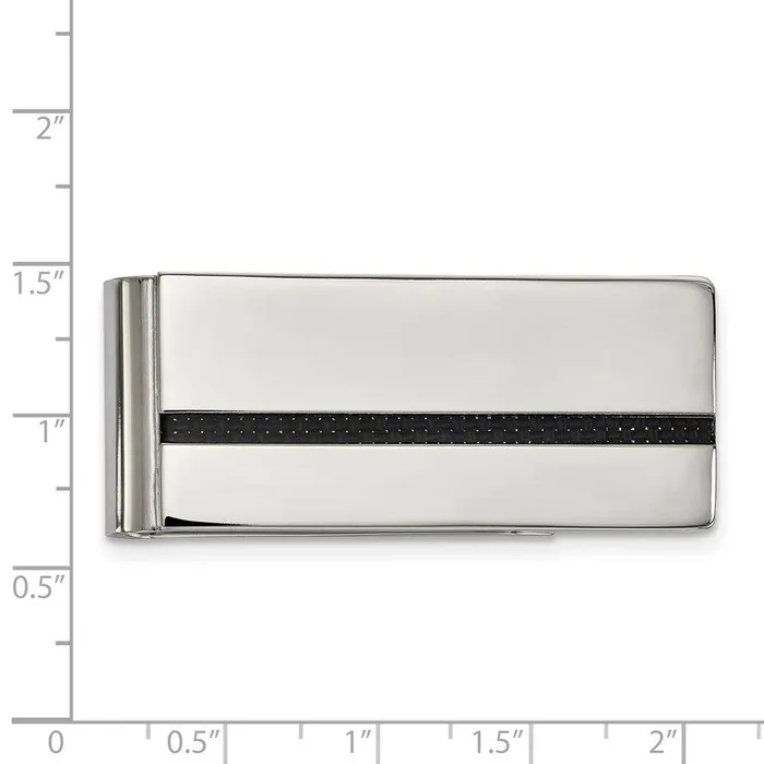 Stainless Steel Polished Black Carbon Fiber Inlay Money Clip Chisel Bracelets Stainless Steel Polished Black Carbon Fiber Inlay Money Clip Chisel Bracelets
