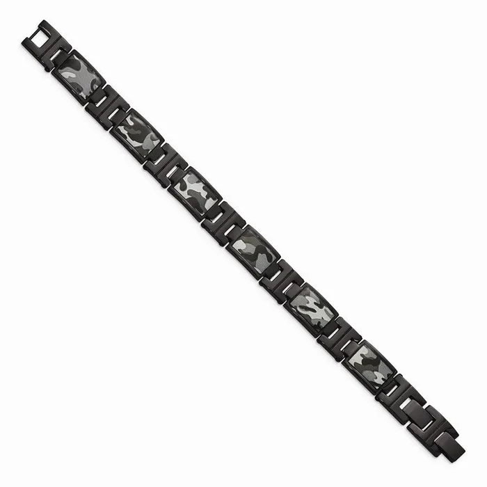 Stainless Steel Polished Black IPplated Camoflage Bracelet Chisel Bracelets Stainless Steel Polished Black IPplated Camoflage Bracelet Chisel Bracelets