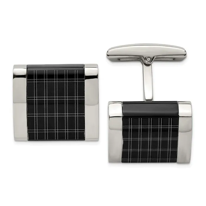 Stainless Steel Polished Black IPplated Laser Design Cufflinks Chisel Bracelets Stainless Steel Polished Black IPplated Laser Design Cufflinks Chisel Bracelets