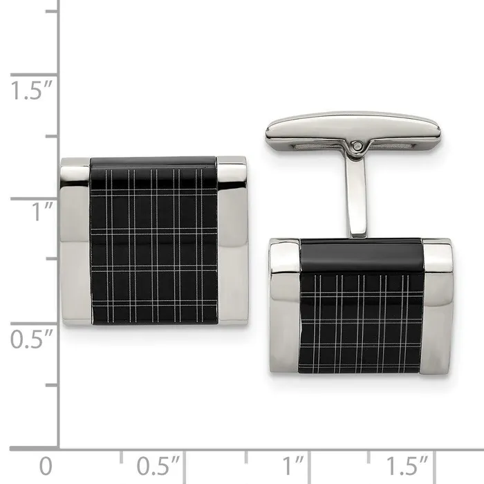 Stainless Steel Polished Black IPplated Laser Design Cufflinks Chisel Bracelets Stainless Steel Polished Black IPplated Laser Design Cufflinks Chisel Bracelets