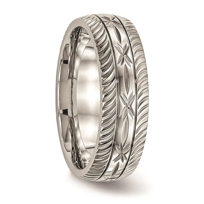 Stainless Steel Polished Diamond Cut Ring Chisel Rings Stainless Steel Polished Diamond Cut Ring Chisel Rings