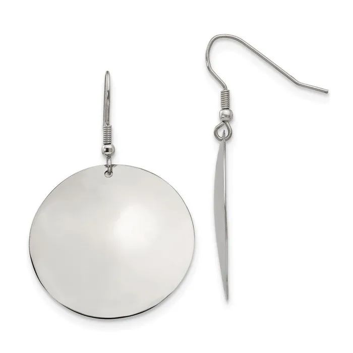 Stainless Steel Polished Discs Dangle Earrings Chisel Earrings