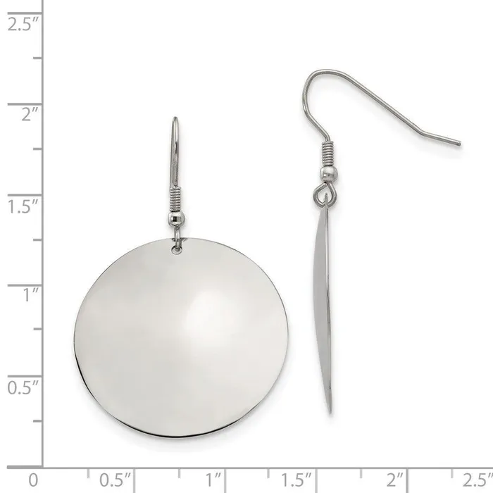 Stainless Steel Polished Discs Dangle Earrings Chisel Earrings Stainless Steel Polished Discs Dangle Earrings Chisel Earrings