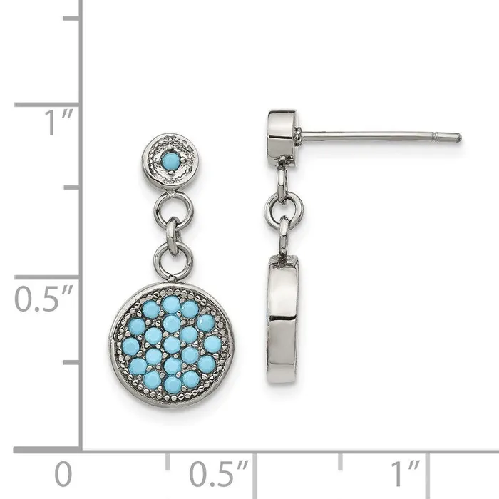 Stainless Steel Polished Reconstucted Turquoise Post Dangle Earrings Chisel Earrings Stainless Steel Polished Reconstucted Turquoise Post Dangle Earrings Chisel Earrings