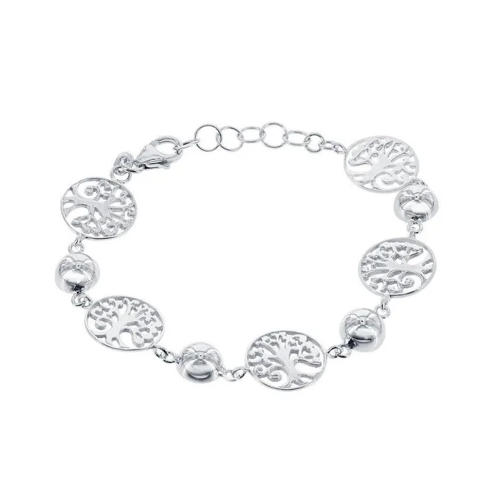 Sterling Silver Alternating Round Tree and Semi Sphere Bracelet Classic Bracelets Sterling Silver Alternating Round Tree and Semi Sphere Bracelet Classic Bracelets
