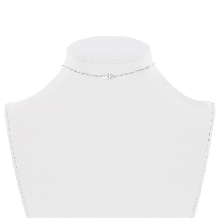 Sterling Silver Center Small Sideways Cross Choker Necklace Classic Necklaces Sterling Silver Center Small Sideways Cross Choker Necklace Classic Necklaces