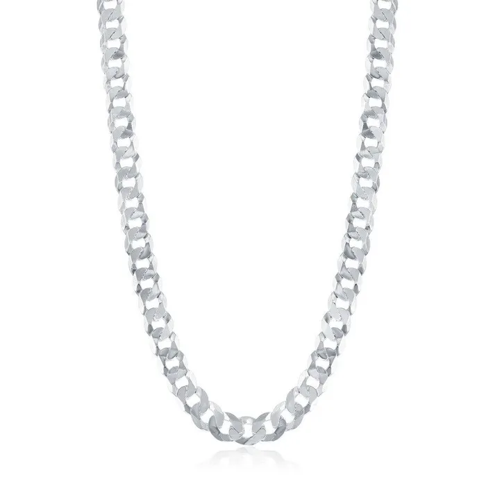 Sterling Silver Rhodium Plated 785 mm Cuban Chain 22 Classic Rings