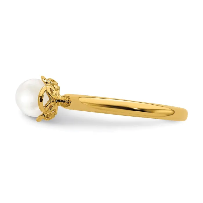 Sterling Silver Stack Exp White FW Cultured Pearl Goldplated Ring QSK749 Stackable Expressions Rings Sterling Silver Stack Exp White FW Cultured Pearl Goldplated Ring QSK749 Stackable Expressions Rings