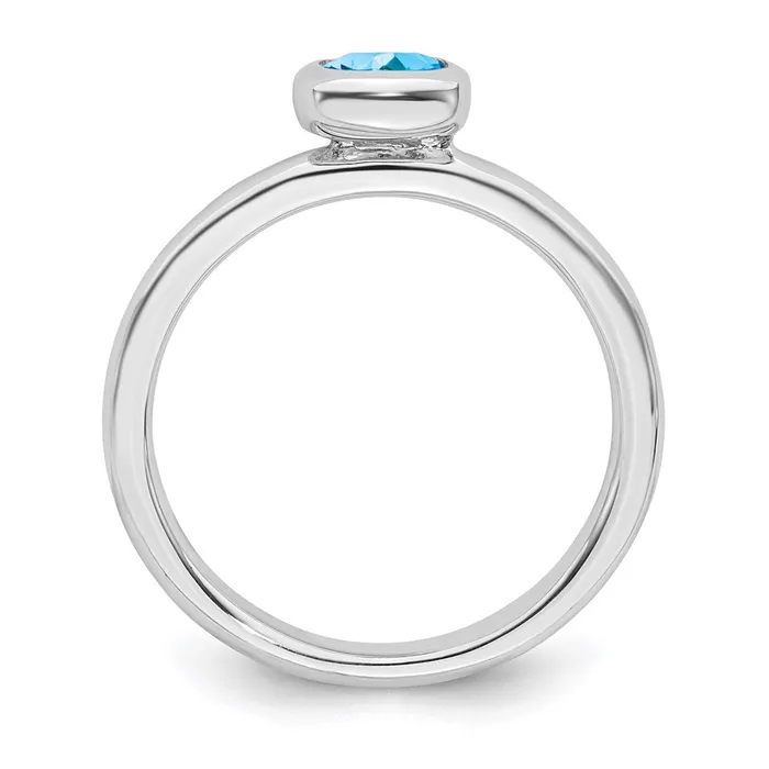 Sterling Silver Stackable Expressions Cushion Cut Blue Topaz Ring QSK457 Stackable Expressions Rings Sterling Silver Stackable Expressions Cushion Cut Blue Topaz Ring QSK457 Stackable Expressions Rings