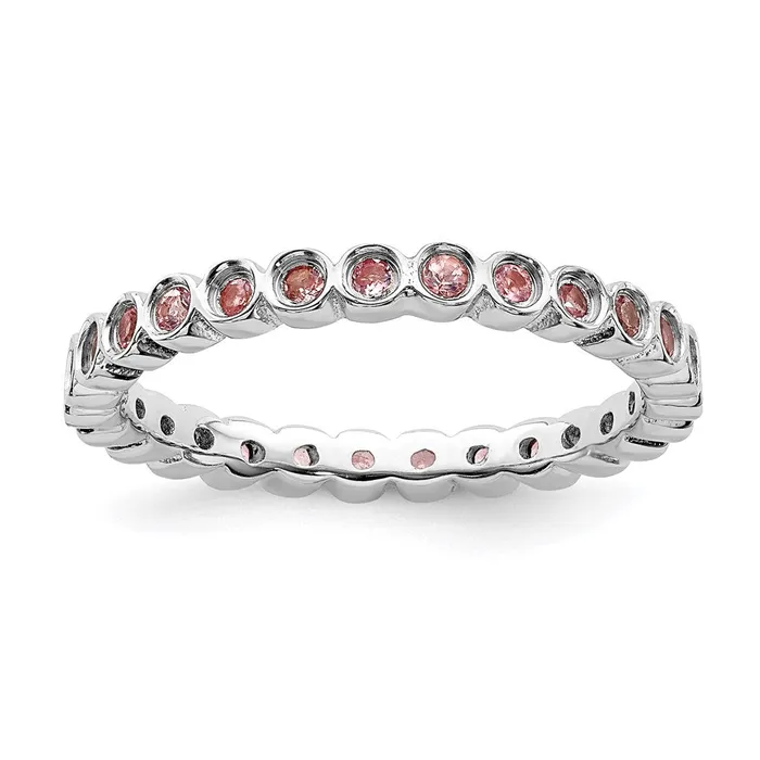 Sterling Silver Stackable Expressions Pink Tourmaline Ring QSK371 Stackable Expressions Rings Sterling Silver Stackable Expressions Pink Tourmaline Ring QSK371 Stackable Expressions Rings
