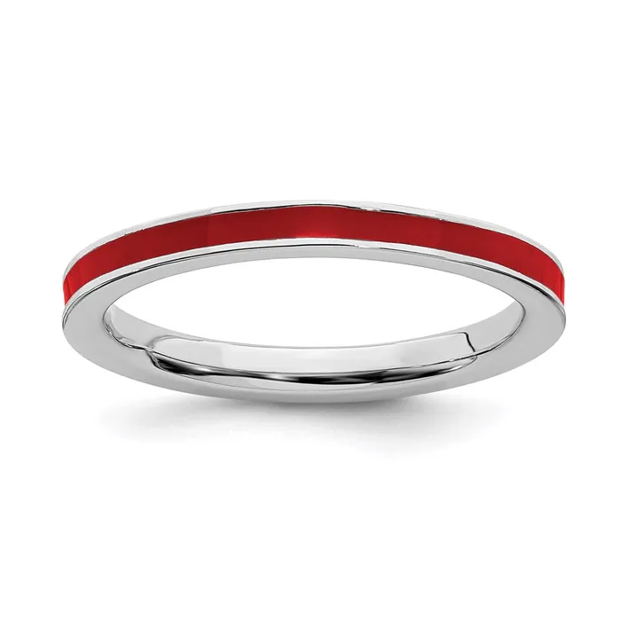 Sterling Silver Stackable Expressions Red Enameled 225mm Ring QSK143 Stackable Expressions Rings