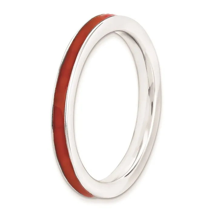 Sterling Silver Stackable Expressions Red Enameled 225mm Ring QSK143 Stackable Expressions Rings Sterling Silver Stackable Expressions Red Enameled 225mm Ring QSK143 Stackable Expressions Rings