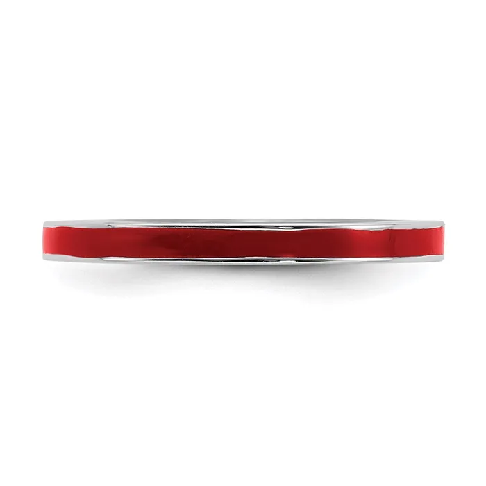 Sterling Silver Stackable Expressions Red Enameled 225mm Ring QSK143 Stackable Expressions Rings Sterling Silver Stackable Expressions Red Enameled 225mm Ring QSK143 Stackable Expressions Rings