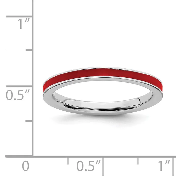 Sterling Silver Stackable Expressions Red Enameled 225mm Ring QSK143 Stackable Expressions Rings Sterling Silver Stackable Expressions Red Enameled 225mm Ring QSK143 Stackable Expressions Rings