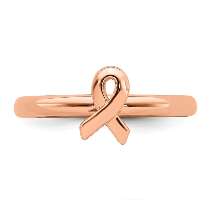 Sterling Silver Stackable Expressions Rose Gold Awareness Ribbon Ring QSK871 Stackable Expressions Rings Sterling Silver Stackable Expressions Rose Gold Awareness Ribbon Ring QSK871 Stackable Expressions Rings