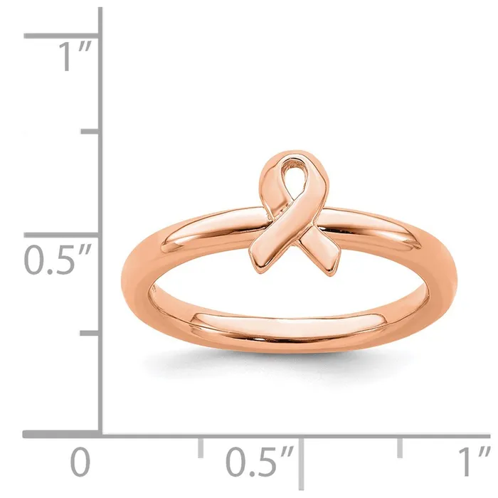 Sterling Silver Stackable Expressions Rose Gold Awareness Ribbon Ring QSK871 Stackable Expressions Rings Sterling Silver Stackable Expressions Rose Gold Awareness Ribbon Ring QSK871 Stackable Expressions Rings