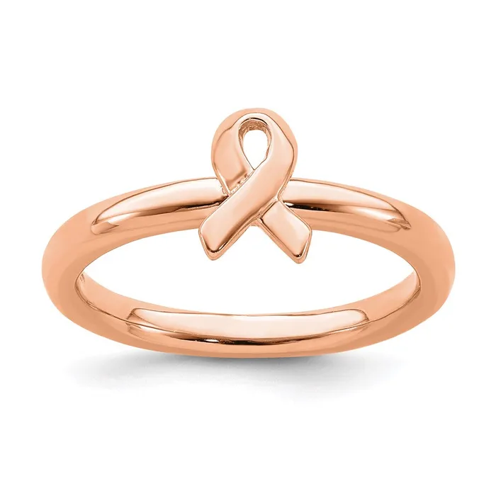 Sterling Silver Stackable Expressions Rose Gold Awareness Ribbon Ring QSK871 Stackable Expressions Rings Sterling Silver Stackable Expressions Rose Gold Awareness Ribbon Ring QSK871 Stackable Expressions Rings