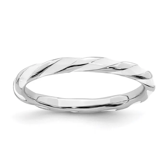 Sterling Silver Stackable Expressions Twisted White Enameled Ring QSK553 Stackable Expressions Rings Sterling Silver Stackable Expressions Twisted White Enameled Ring QSK553 Stackable Expressions Rings