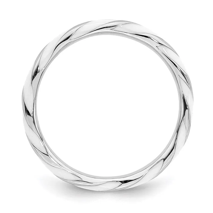 Sterling Silver Stackable Expressions Twisted White Enameled Ring QSK553 Stackable Expressions Rings Sterling Silver Stackable Expressions Twisted White Enameled Ring QSK553 Stackable Expressions Rings