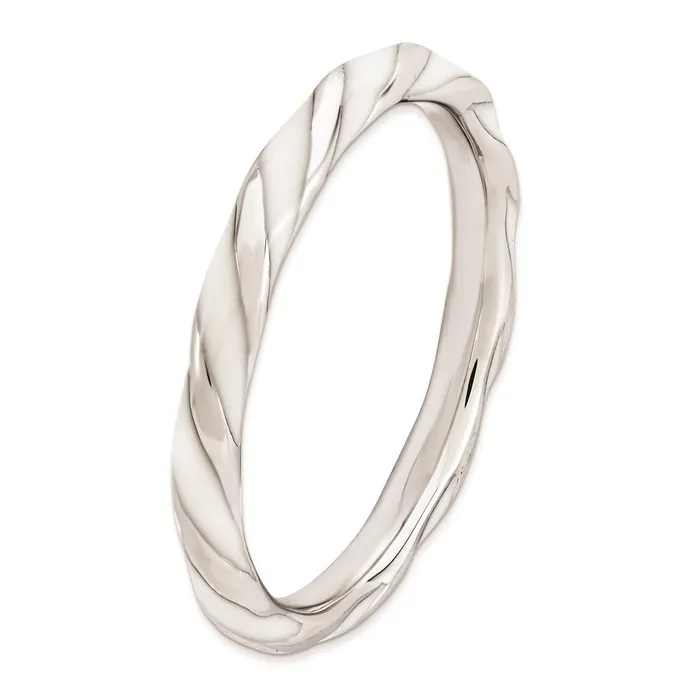 Sterling Silver Stackable Expressions Twisted White Enameled Ring QSK553 Stackable Expressions Rings Sterling Silver Stackable Expressions Twisted White Enameled Ring QSK553 Stackable Expressions Rings