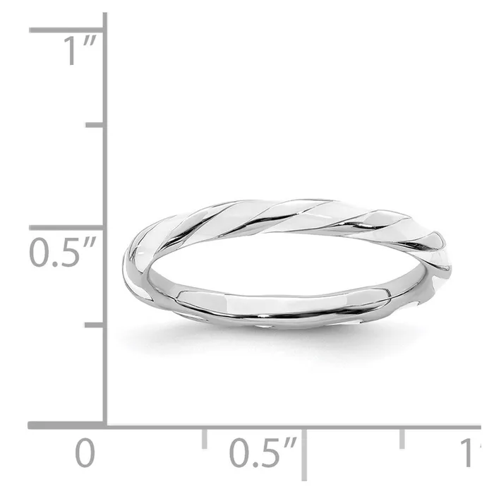 Sterling Silver Stackable Expressions Twisted White Enameled Ring QSK553 Stackable Expressions Rings Sterling Silver Stackable Expressions Twisted White Enameled Ring QSK553 Stackable Expressions Rings