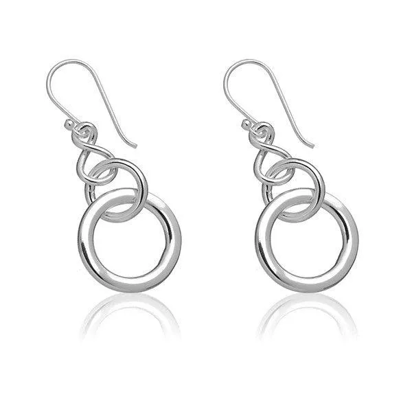 Sterling Silver Twisted 8 Small and Large Interlocking Circles Earrings Classic Earrings Sterling Silver Twisted 8 Small and Large Interlocking Circles Earrings Classic Earrings