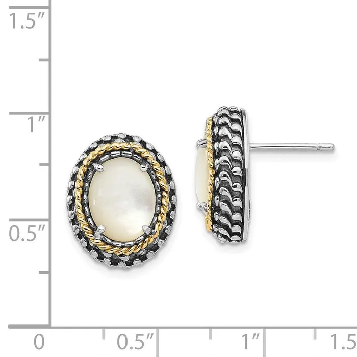 Sterling Silver w14k MOP Post Earrings Jewelry Earrings Sterling Silver w14k MOP Post Earrings Jewelry Earrings