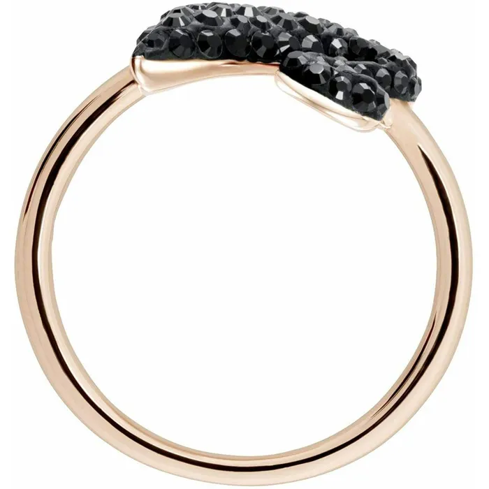 Swarovski Rings Swarovski Womens Ring Iconic Swan Black Crystal Rose Gold Size 58 5366580
