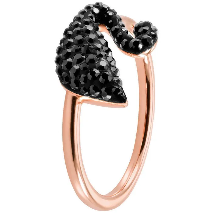 Swarovski Rings Swarovski Womens Ring Iconic Swan Black Crystal Rose Gold Size 58 5366580