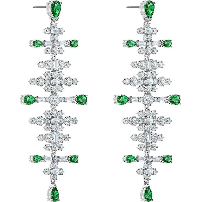 Swarovski Womens Earrings Perfection Chandelier Green and Clear Stone 5496837 Swarovski Earrings Swarovski Womens Earrings Perfection Chandelier Green and Clear Stone 5496837 Swarovski Earrings