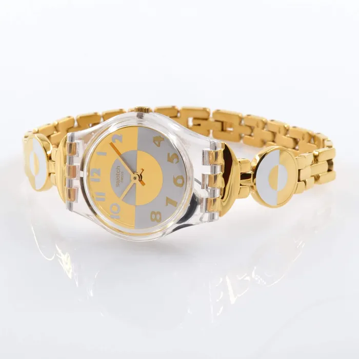 Swatch Bracelets Swatch Womens Watch Masterglam Quartz Silver and Gold Tone Dial Bracelet LK369G Swatch Bracelets Swatch Womens Watch Masterglam Quartz Silver and Gold Tone Dial Bracelet LK369G