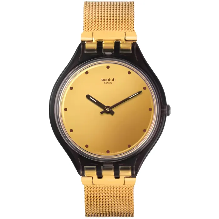 Swatch Bracelets Swatch Womens Watch Skin Skinmoka Champagne Dial Yellow Gold Bracelet SVOC100M Swatch Bracelets Swatch Womens Watch Skin Skinmoka Champagne Dial Yellow Gold Bracelet SVOC100M
