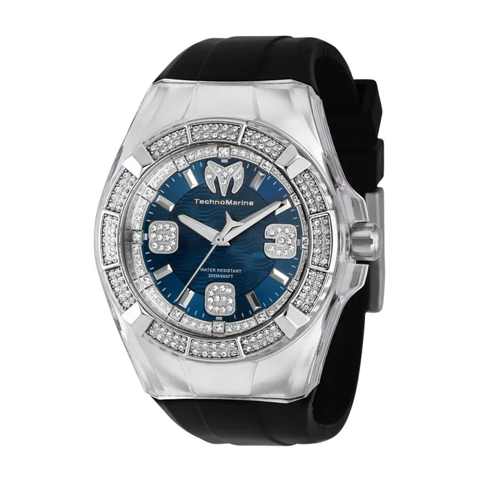 TechnoMarine Technomarine Mens Watch Cruise Glitz Blue Dial Black Silicone Strap TM121095 Watches TechnoMarine Technomarine Mens Watch Cruise Glitz Blue Dial Black Silicone Strap TM121095 Watches