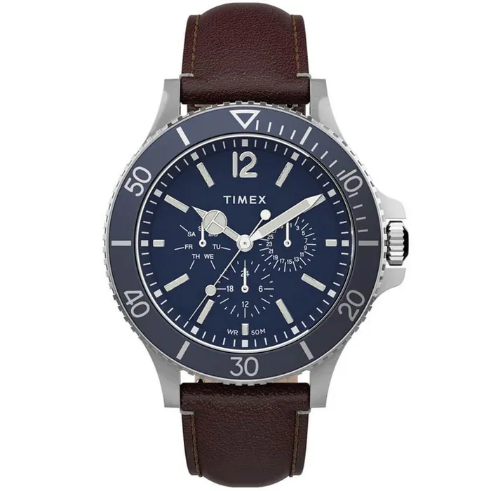 Timex Mens Quartz Watch Harborside Blue Dial Leather Strap TW2U13000VQ Timex Watches Timex Mens Quartz Watch Harborside Blue Dial Leather Strap TW2U13000VQ Timex Watches