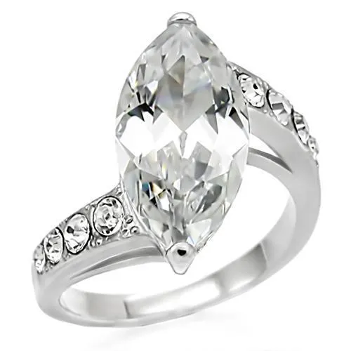 TK008 High polished no plating Stainless Steel Ring with AAA Grade CZ in Clear Alamode Rings TK008 High polished no plating Stainless Steel Ring with AAA Grade CZ in Clear Alamode Rings