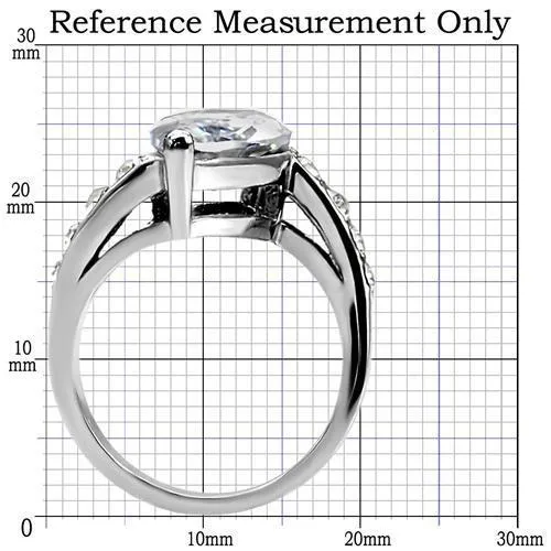 TK008 High polished no plating Stainless Steel Ring with AAA Grade CZ in Clear Alamode Rings