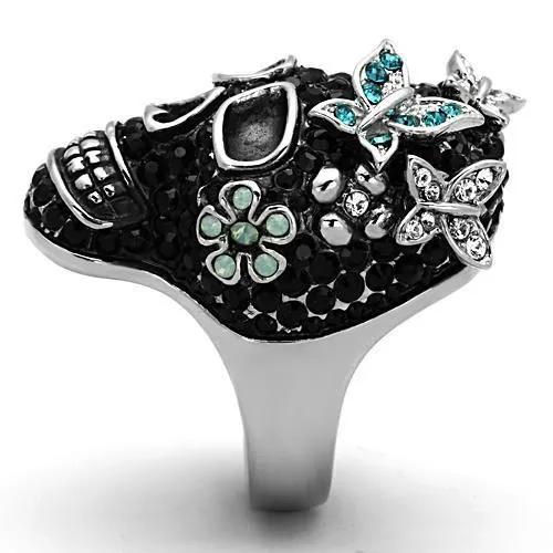 TK1342 High polished no plating Stainless Steel Ring with Top Grade Crystal in Multi Color Alamode Rings