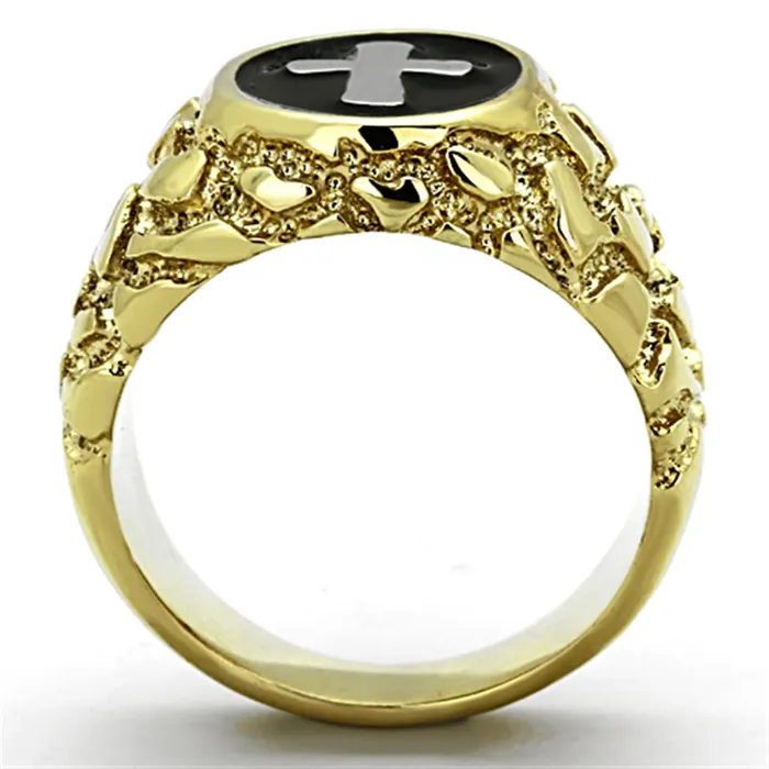 TK1358 TwoTone IP Gold Ion Plating Stainless Steel Ring with No Stone Alamode Rings