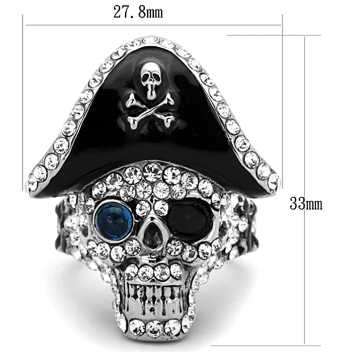 TK1659 TwoTone IP Black Stainless Steel Ring with Synthetic Synthetic Glass in Montana Alamode Rings