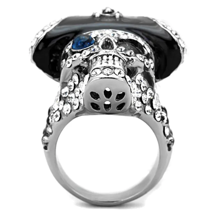TK1659 TwoTone IP Black Stainless Steel Ring with Synthetic Synthetic Glass in Montana Alamode Rings
