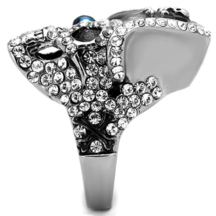 TK1659 TwoTone IP Black Stainless Steel Ring with Synthetic Synthetic Glass in Montana Alamode Rings