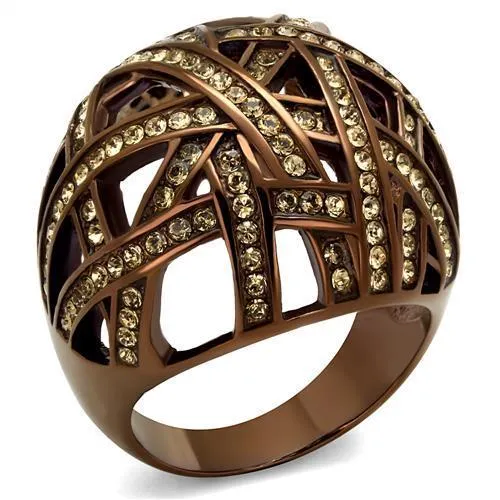 TK1734LC IP Coffee light Stainless Steel Ring with Top Grade Crystal in Citrine Yellow Alamode Rings TK1734LC IP Coffee light Stainless Steel Ring with Top Grade Crystal in Citrine Yellow Alamode Rings