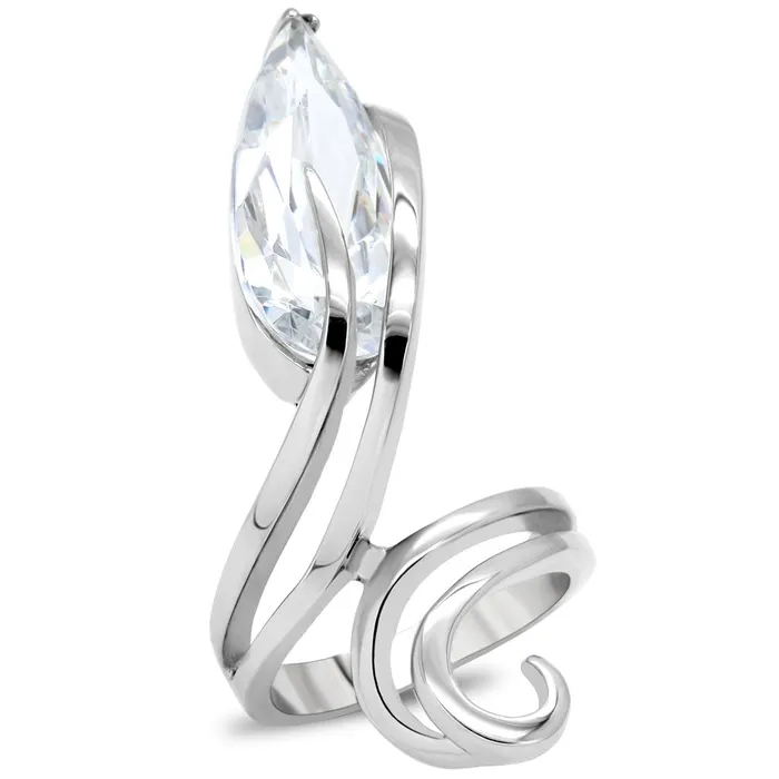 TK183 High polished no plating Stainless Steel Ring with AAA Grade CZ in Clear Alamode Rings TK183 High polished no plating Stainless Steel Ring with AAA Grade CZ in Clear Alamode Rings