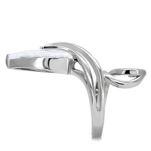 TK183 High polished no plating Stainless Steel Ring with AAA Grade CZ in Clear Alamode Rings